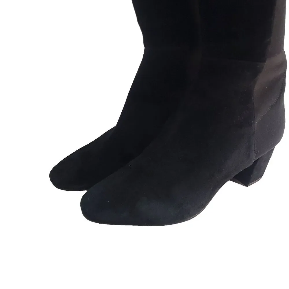 stuart weitzman boots 5050 Suede Over The Knee 9B Black Stretch Block Heel S5440